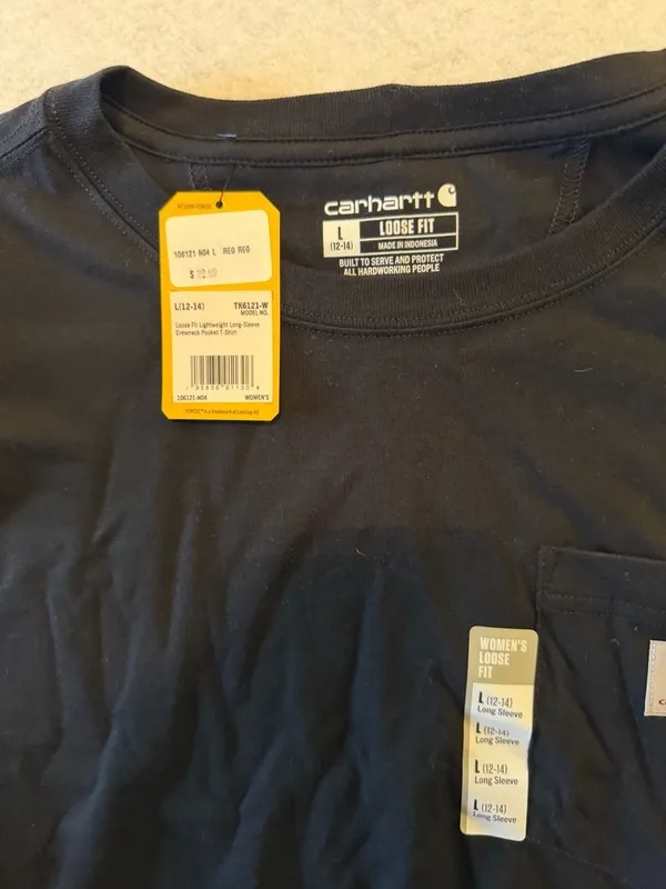 Carhartt Women's Loose Fit Lightweight Long-Sleeve Pocket T-Shirt Black Sz L - Image 2