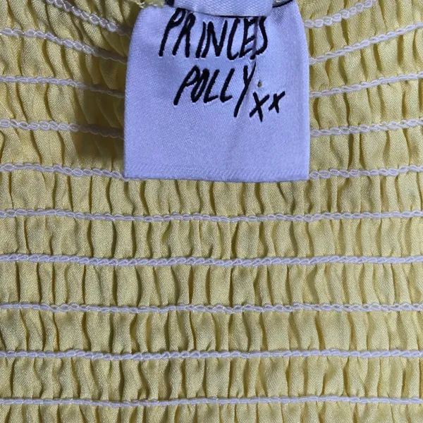 Princess Polly Yellow Satin Bustier Crop‎ Top US 8 Strapless Smocked Back - Image 6