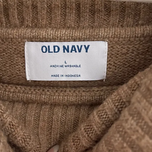 Old Navy Women's Tan Cowl Neck Sweater Long Sleeve Knit Size‎ L - Image 2