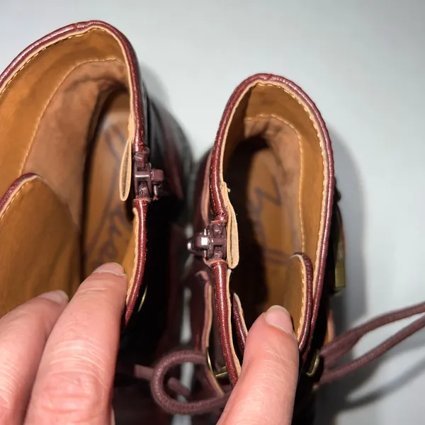 Zodiac Women's Burgundy Lace-Up Combat‎ Boots 7 - Image 3