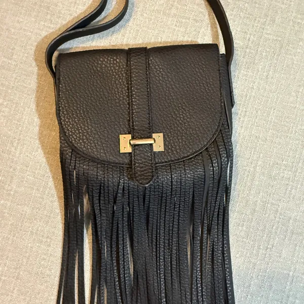 Metaphor Black Fringed Crossbody Bag Vegan Leather Boho‎ Festival Western Purse - Image 2