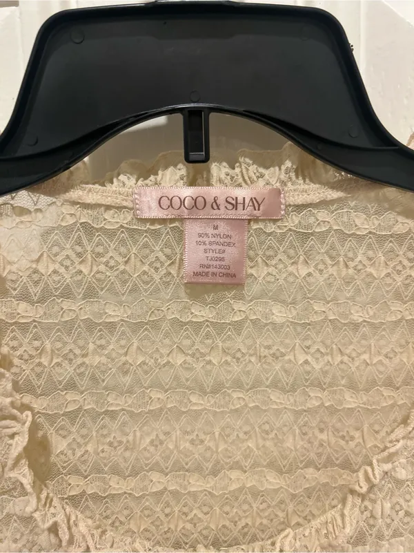 Lace-Trim Sheer Blouse - Cream - Image 7