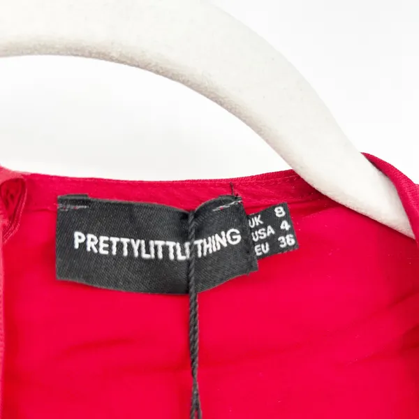 NWT PrettyLittleThing Womens Bodycon Corset Detail Ruched Midi Dress Size 4‎ Red - Image 6