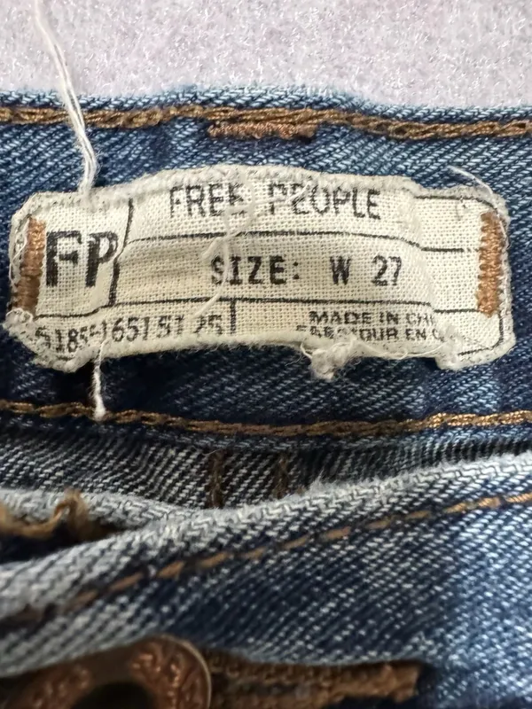 Free People Button Fly Jean Shorts, Size W 27 - Image 3