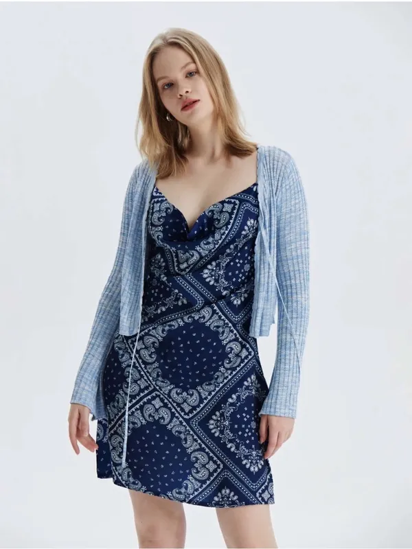 Cider Navy Bandana Print Slip Dress - Image 4