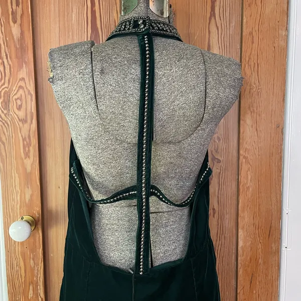 NWT NBDxRevolve Lourdes Green Velvet High Neck Beaded Open Back Mini Dress~ L🧡🎀 - Image 10