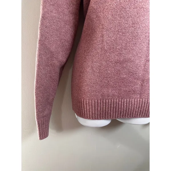 Banana Republic Size L‎ Rose Pink Heathered Cotton Blend Crewneck Sweater Raglan - Image 2