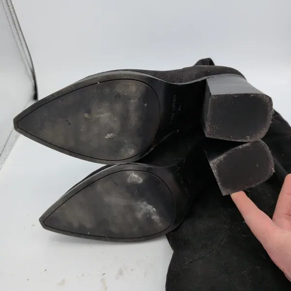 Marc Fisher Renn Black Faux Suede Over The Knee Block Heel Pointed Toe Boots 9M - Image 6