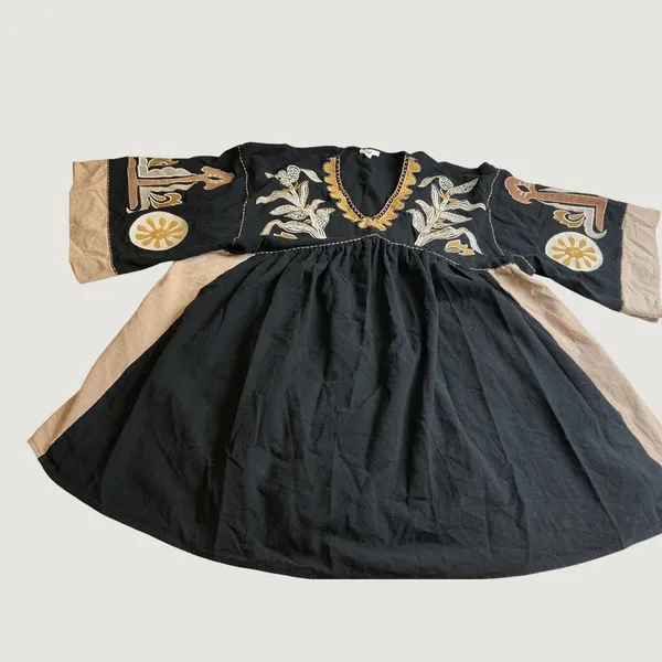 Easel Los Angeles Black Embroidered Cotton Babydoll Tunic Dress ED23074 Medium - Image 4