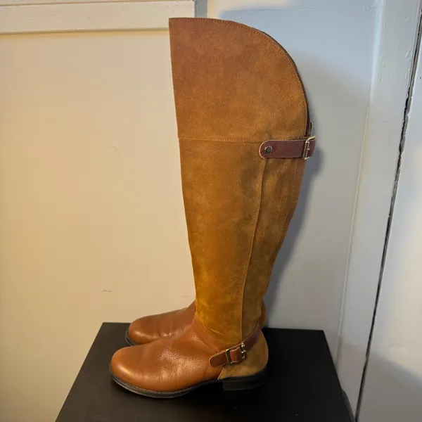 Naturalizer January Wide Calf Brown Leather Suede Over‎ Knee Riding Boots 5.5 M - Image 5