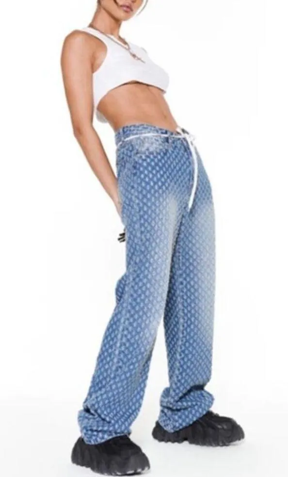 Jaded London - Distressed & Faded Wide Leg Denim Jeans in Blue & White - Image 6