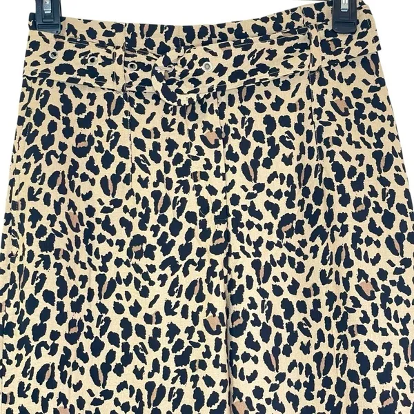 Zara High Waisted Leopard Print Belted Trousers/Pants Size M - Image 4