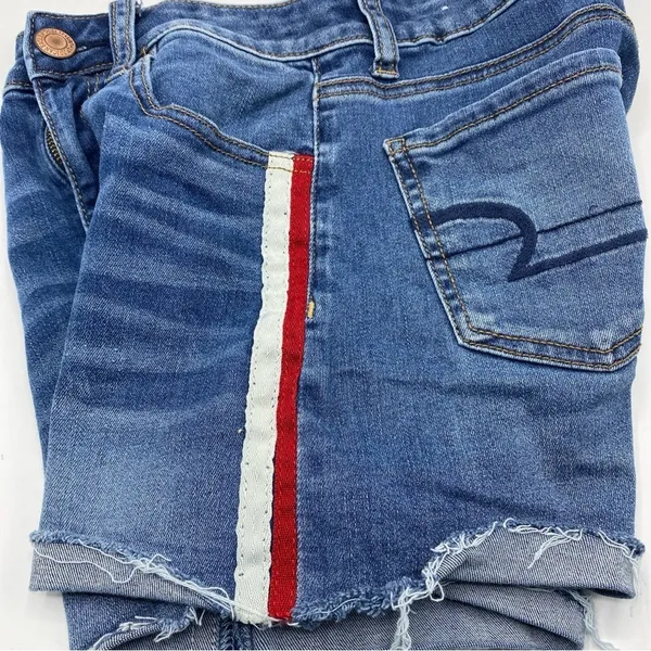 Jorts American Eagle Next Level Stretch X Shorts Denim Jean Red White Stripe 2 - Image 4