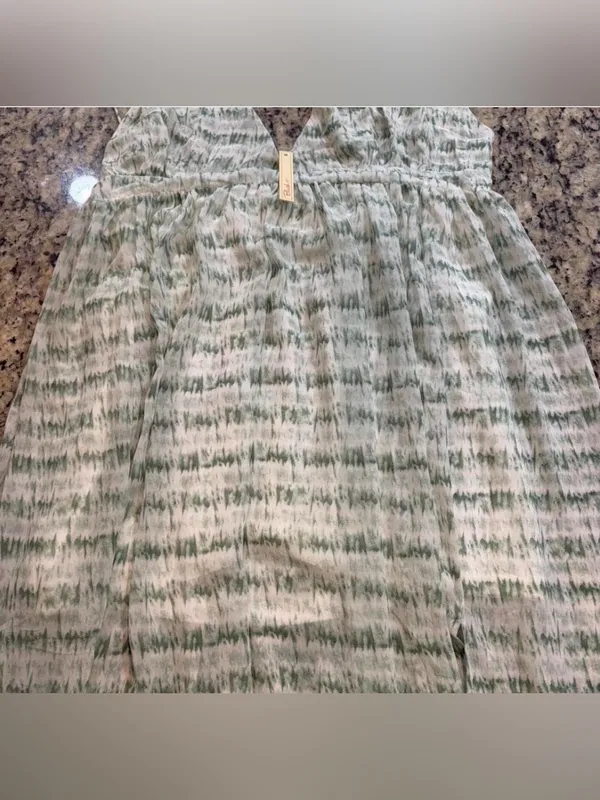 Blush Green and white striped tie dye maxi dress - Image 3