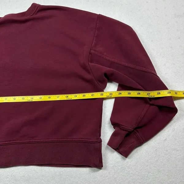 Nike Women’s Cropped Crewneck Sweatshirt Burgundy Logo Fleece Size Small - Image 5