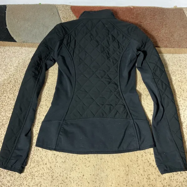 Athleta Black Quilted Full‎ Zip Jacket Mock Neck Performance XXS 138602-00 - Image 7
