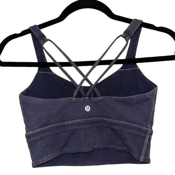 Lululemon Free To Be‎ Bra Long Line Rib Strappy Sports Bra Size 4 Purple - Image 2
