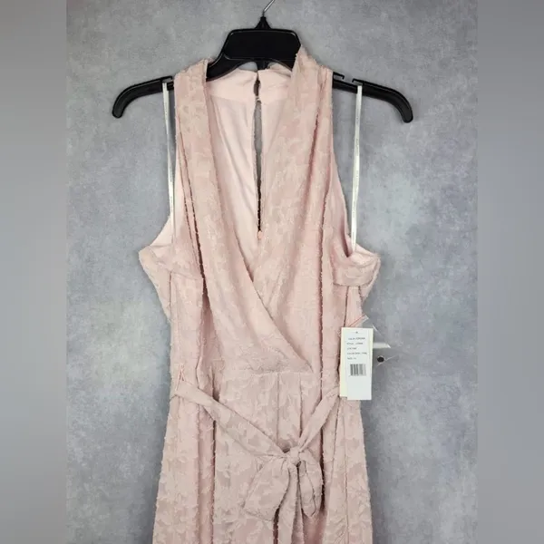 Julia Jordan Pink Floral Burnout Halter Neck Wrap Maxi Dress Size 2 NWT - Image 3