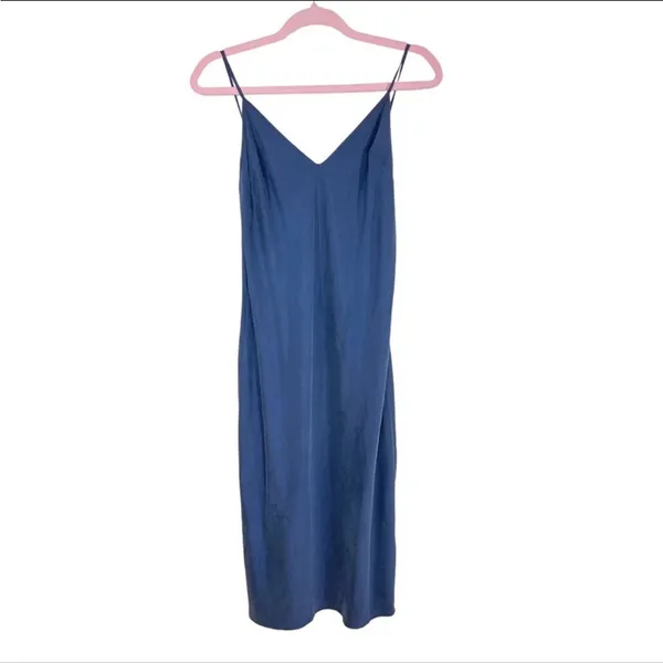 L’Academie Blue Silk Slip Midi Dress S Revolve - Image 3