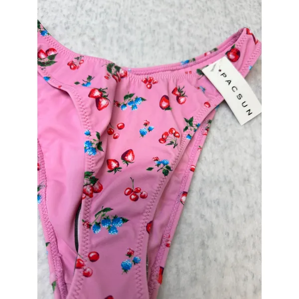 PacSun Eco Pink‎ Fruit Print V-Front High Cut Bikini Bottom Small NWT - Image 2