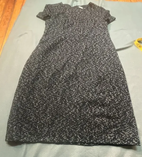 DKNY Tweed Sheath Dress Size 12 Black White Short Sleeve Made in Italy - Image 13