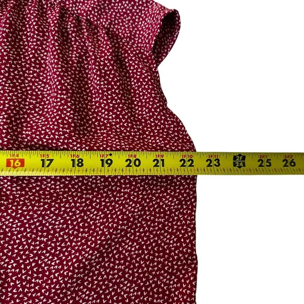 Loft Red/White Printed Collared Top Women's Blouse Size Medium | 74-9 - Image 5
