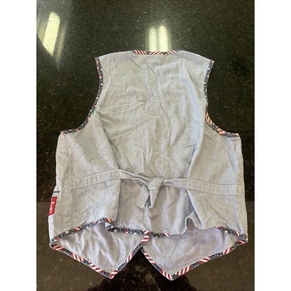 Vintage Casey And Max Patriotic Vest Teacher Embroidered Heart Flags Daisies M - Image 5