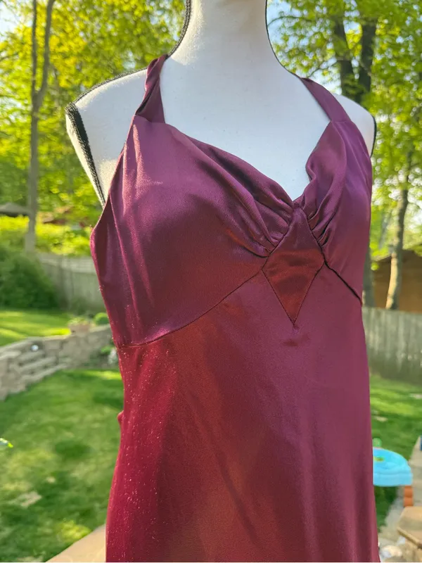 Aspeed Women's Formal Tube Dress Burgundy Satin XL X-Large - Image 3