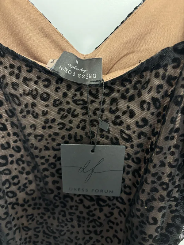 Black Mesh Cheetah Print Dress - Image 3