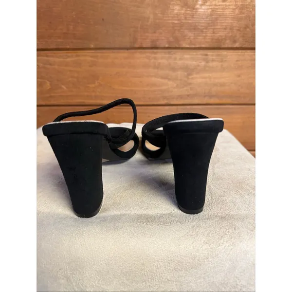 No brand Heeled/Slide/Strappy Black Velvet Sandals Sz 39 (8.5)NIB - Image 3