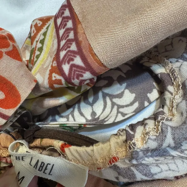 Anthropologie ATL The Label Dress Gypsiana ruffle ladies M Pink Boho Patchwork Maxi Rayon - Image 15