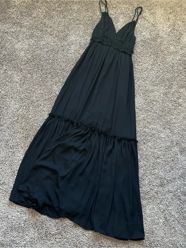 Abercrombie & Fitch Black Spaghetti-Strap Maxi Dress - Image 2