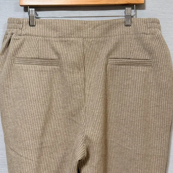 Varley Women High Rise Ribbed Wide Leg Pants Sand Beige XL Rib Knit Trousers - Image 5