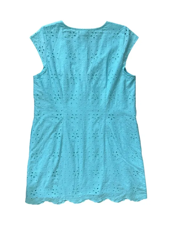 NWT A New Day Eyelet Mini Dress Blue V-Neck Tie Front Size Large - Image 4