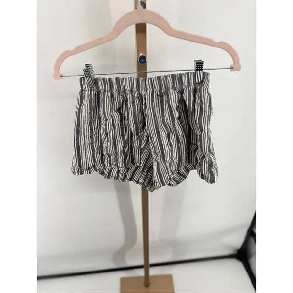 Brandy Melville Stripe Elastic Waist Cotton Shorts Small Black White - Image 2