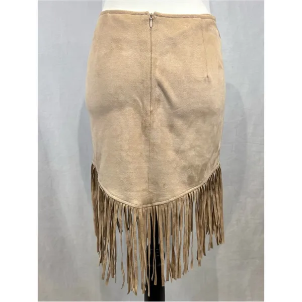 En Crème tan suede fringe western skirt size small - Image 4