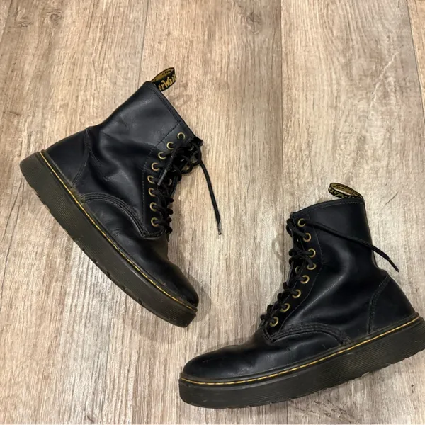 DR. MARTENS Boots ZAVALA COMBAT BOOT black leather lace up moto grunge Platform - Image 4