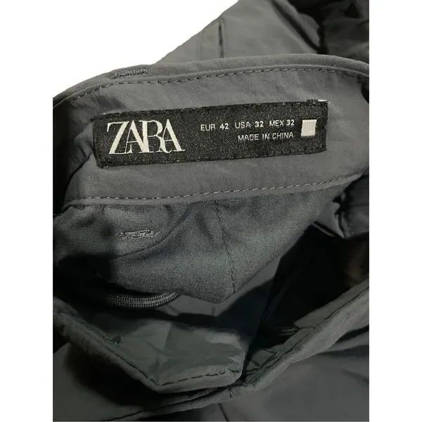 Zara womens blue business casual relaxed‎ fit pull on trousers sz 32 - Image 4