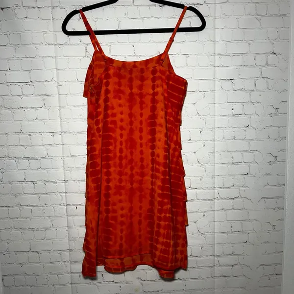 Vintage Y2K 00's Orange Tie Dye Tiered Spaghetti Strap Mini Dress Women Size‎ SM - Image 5