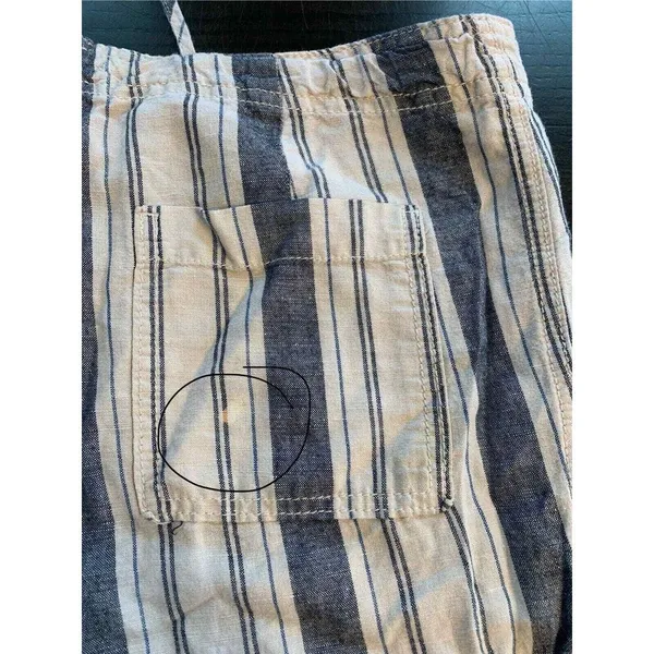 Gap Linen Pant Womens 6R Wide Leg Blue White Stripe Boho Coastal Prep‎ READ - Image 12