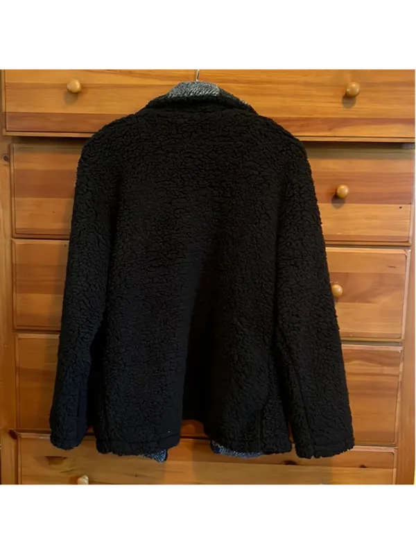Sherpa Fleece Jacket Black Small Open Front Coat - Image 4