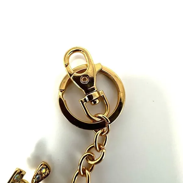 Gold tone rhinestone gold bag key chain purse clip - Image 5