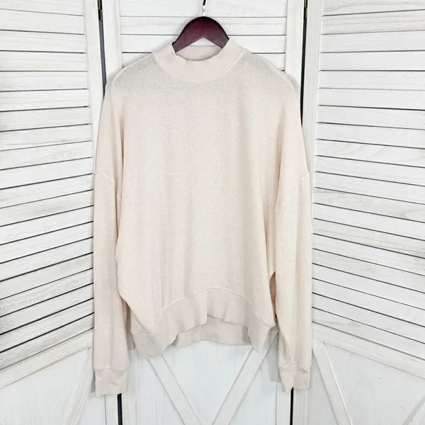 Topshop Oversized Slouchy Mock Neck Sweatshirt Nude‎ Pink Size 8 - Image 7