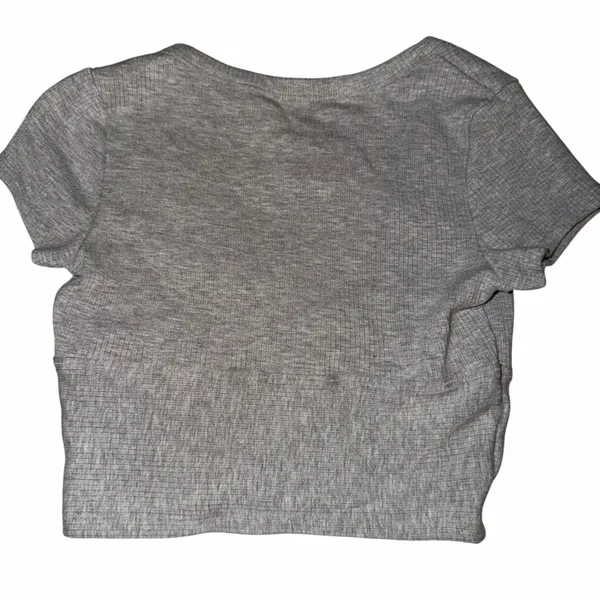 Garage grey deep v-cut cropped short sleeve shirt - Image 2