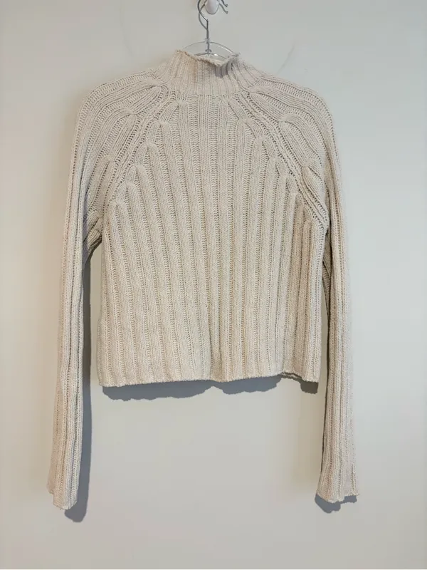 American Eagle Outfitters ribbed‎ mockneck sweater Cream small - Image 2