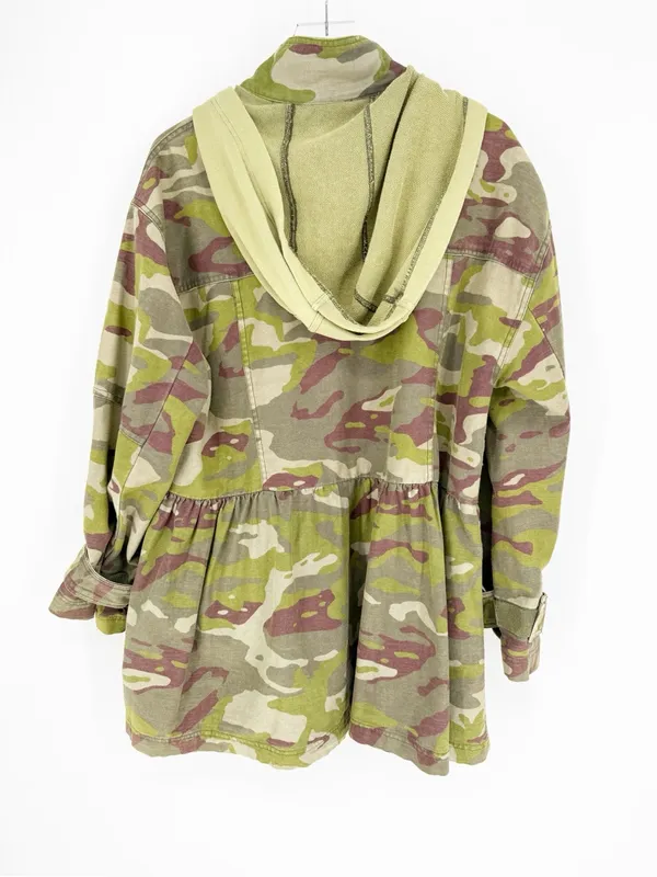 Free People Nocturne Camo Parka Jacket Women's Size S Green Utility Grunge - Image 3