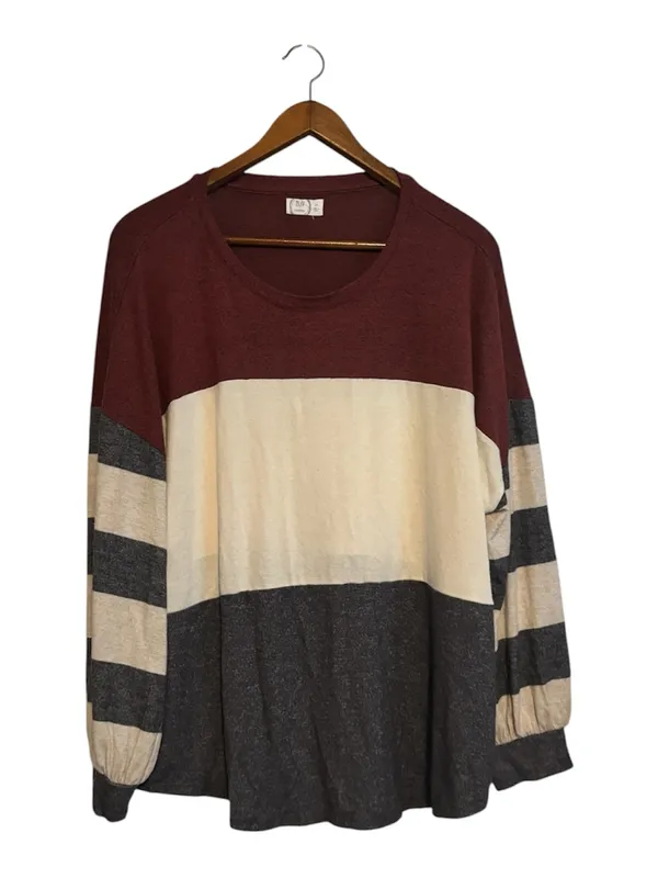 Maurices White Maroon Gray Colorblock Long Sleeve Cozy Tee Shirt - Image 7