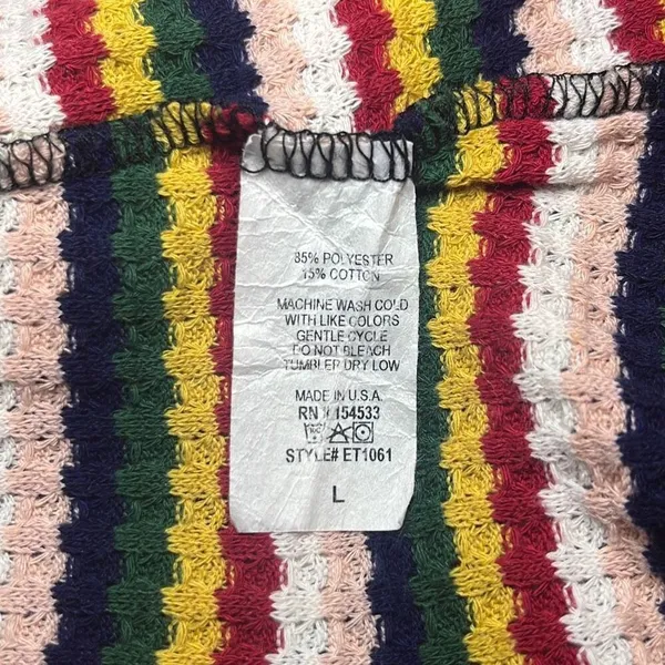 Nix & Nox Colorful Rainbow Striped Crochet Open Cardigan Duster Oversized‎ Large - Image 5