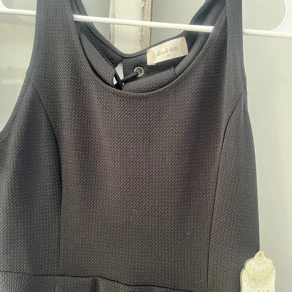 NWT Altar'd‎ State Dress Black Lace Up Back Size M Fit And Flare Skater Cocktail - Image 3