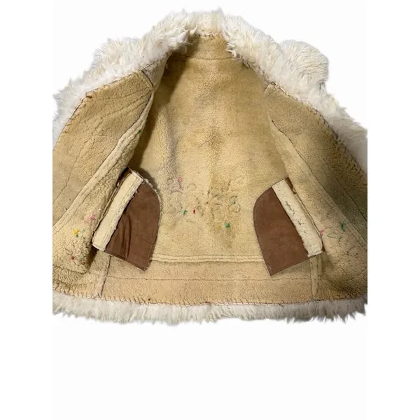 Handmade Vintage Mongolian‎ Fur Boho Suede Floral Embroidered Vest - Image 12